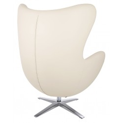 Fotel Inspirowany Projektem Egg Szeroki (ekoskóra) srebrna podstawa