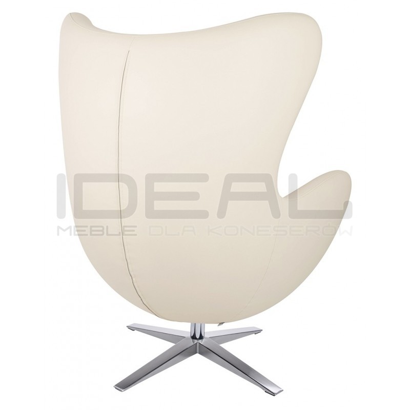 Fotel Inspirowany Projektem Egg Szeroki (ekoskóra) srebrna podstawa
