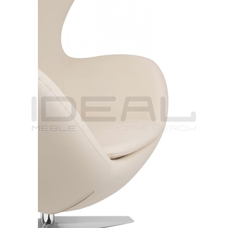 Fotel Inspirowany Projektem Egg Szeroki (ekoskóra) srebrna podstawa