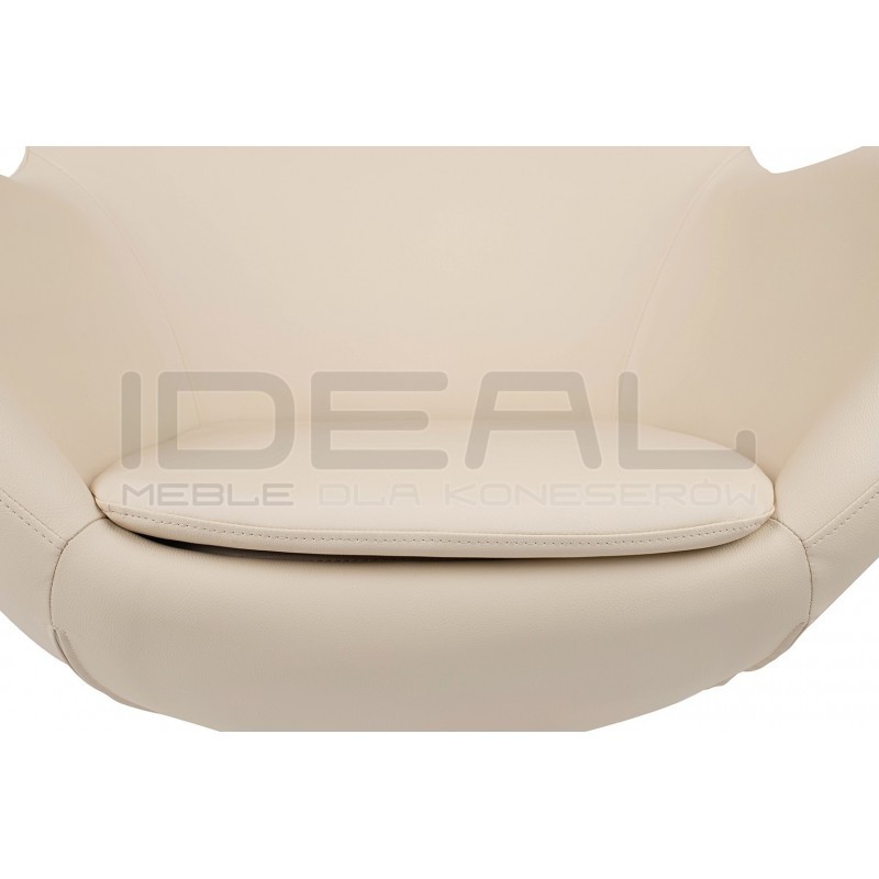 Fotel Inspirowany Projektem Egg Szeroki (ekoskóra) srebrna podstawa