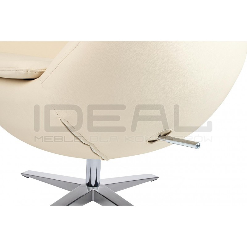 Fotel Inspirowany Projektem Egg Szeroki (ekoskóra) srebrna podstawa