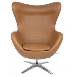 Fotel Inspirowany Projektem Egg Szeroki (ekoskóra) srebrna podstawa