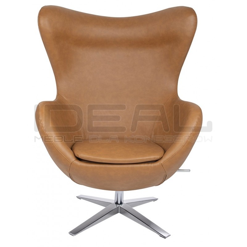 Fotel Inspirowany Projektem Egg Szeroki (ekoskóra) srebrna podstawa