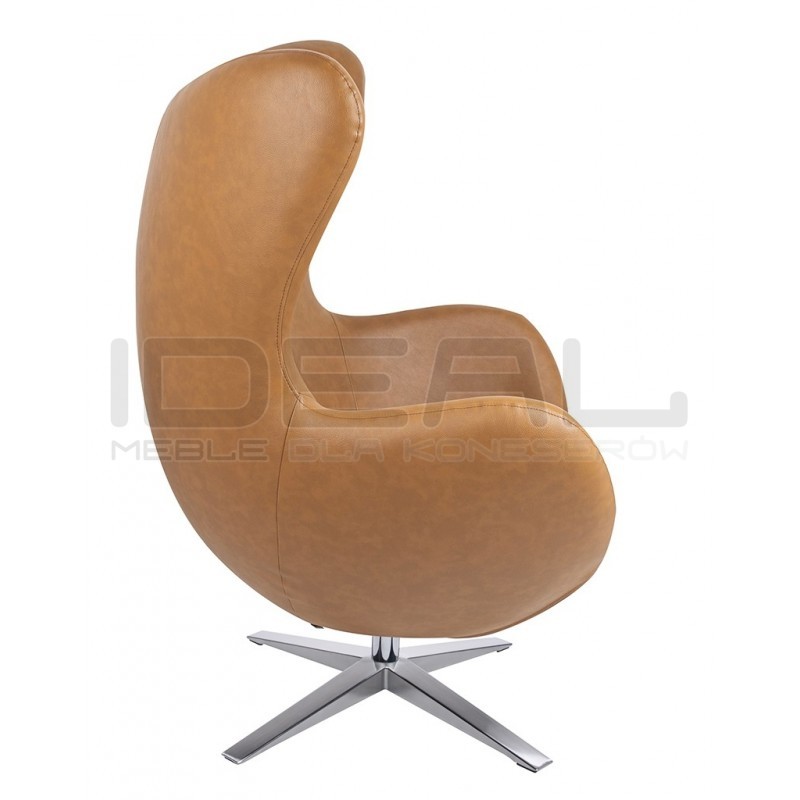 Fotel Inspirowany Projektem Egg Szeroki (ekoskóra) srebrna podstawa