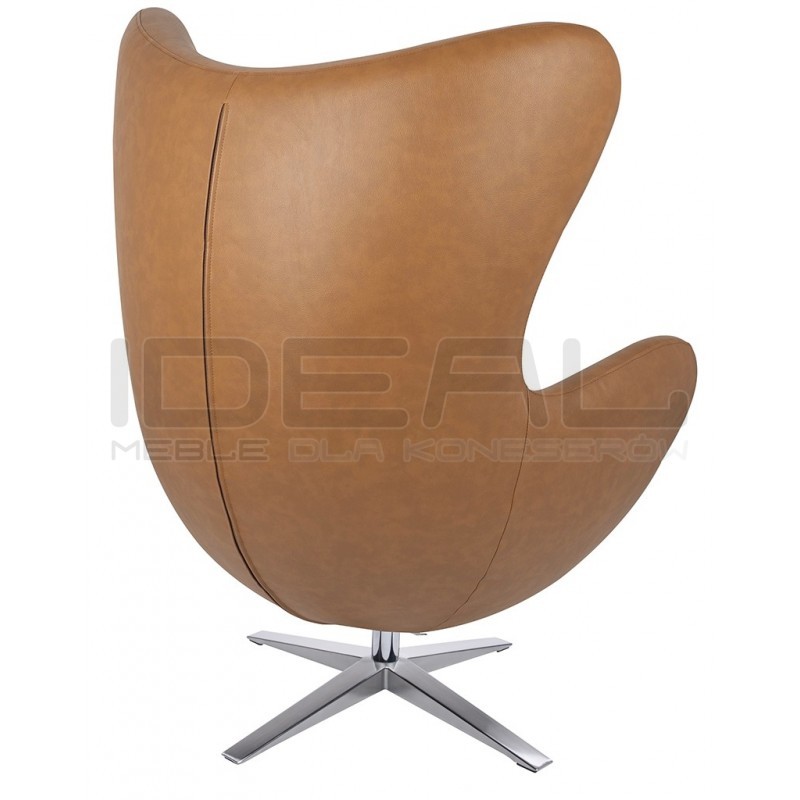 Fotel Inspirowany Projektem Egg Szeroki (ekoskóra) srebrna podstawa