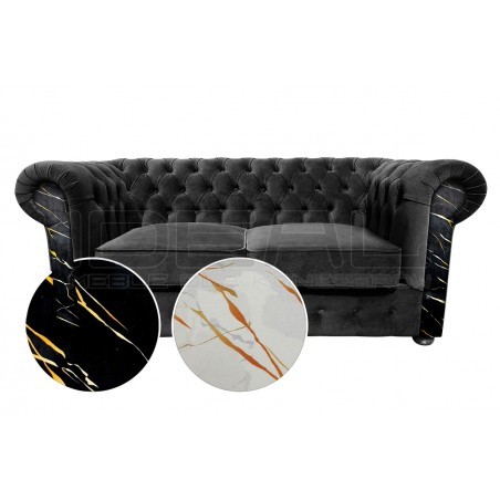 Sofa Chesterfield March z biglem wzór Marmur 2 osobowa