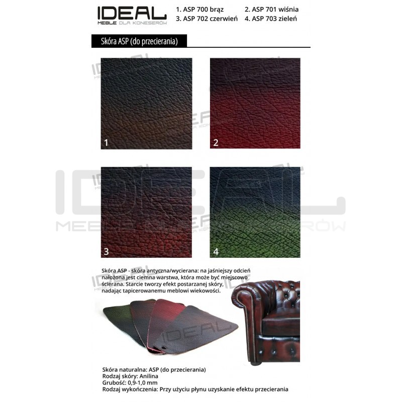 Sofa Chesterfield Vintage Classic skóra 2 os.