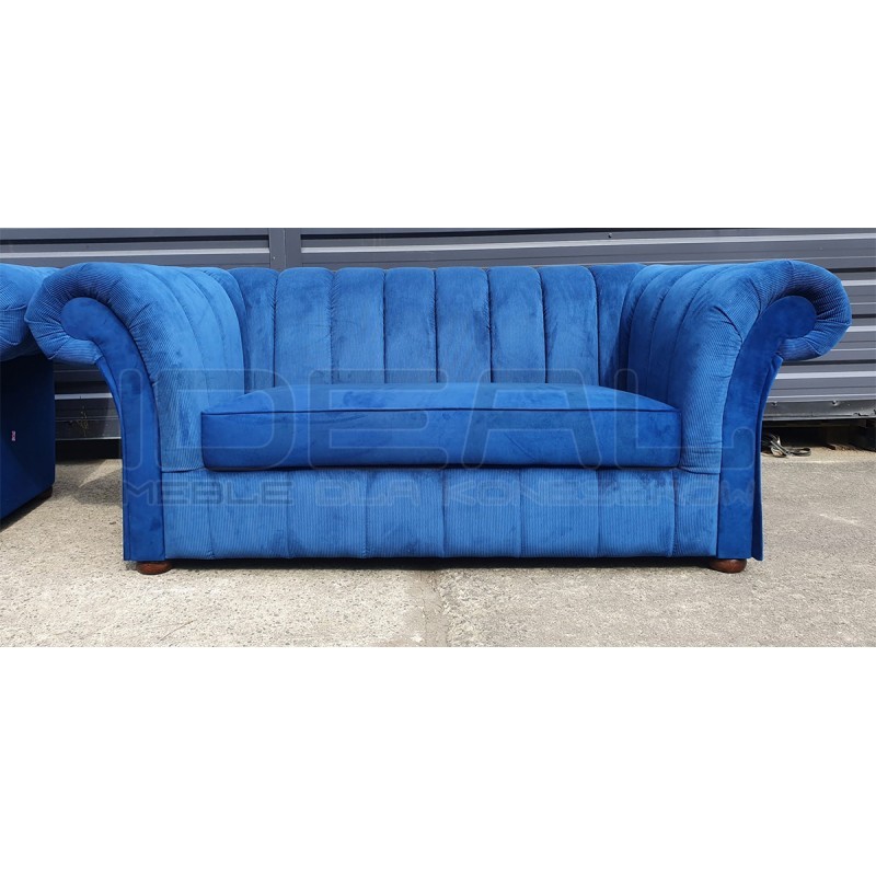 Sofa Art Deco Winchester XL 2 os. materiał niebieski paski