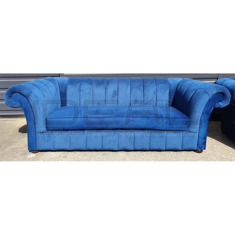 Sofa Art Deco Winchester XL 3 os. materiał niebieski paski