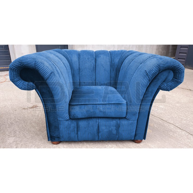 Fotel Art Deco Winchester XL materiał niebieski paski