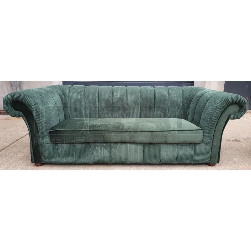 Sofa Art Deco Winchester XL 3 os. materiał zielony paski