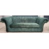 Sofa Art Deco Winchester XL 3 os. materiał zielony paski dostępne od ręki