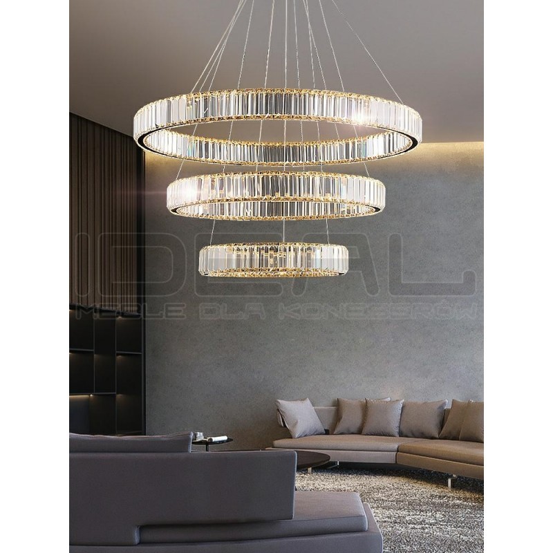 Lampa wisząca glamour potrójna LIBERTY złota