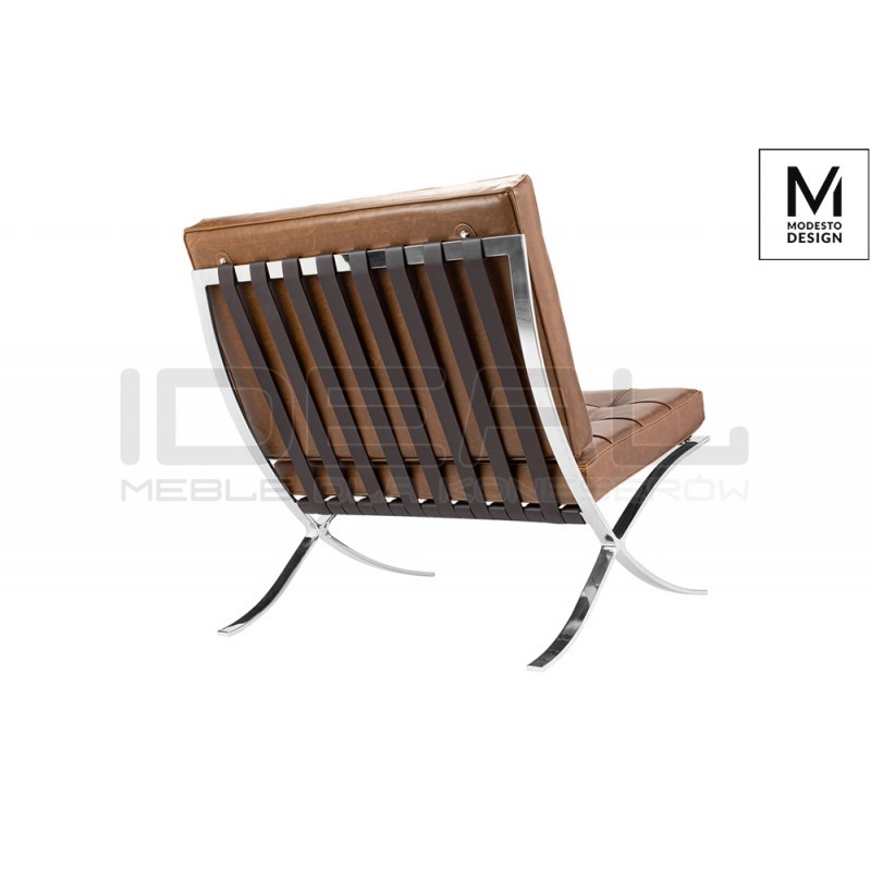 Fotel Bauhaus Inspirowany Projektem Barcelona Vintage Mod w ekoskórze
