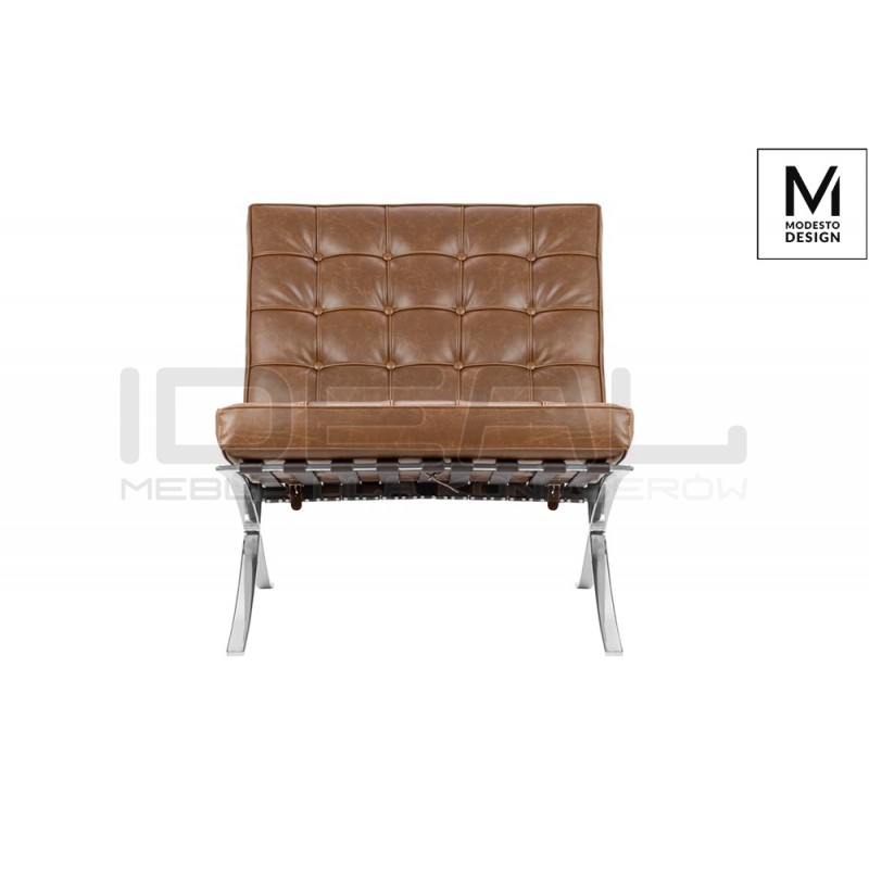 Fotel Bauhaus Inspirowany Projektem Barcelona Vintage Mod w ekoskórze