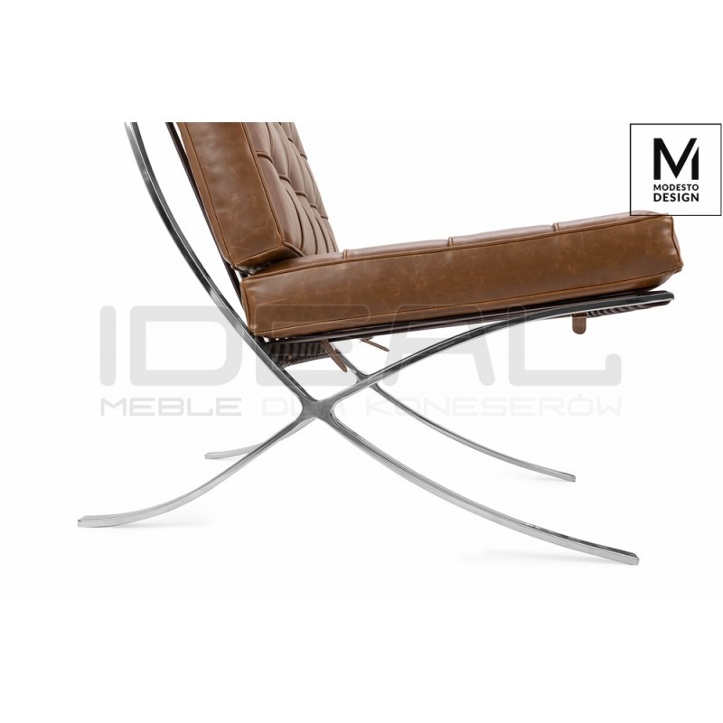 Fotel Bauhaus Inspirowany Projektem Barcelona Vintage Mod w ekoskórze