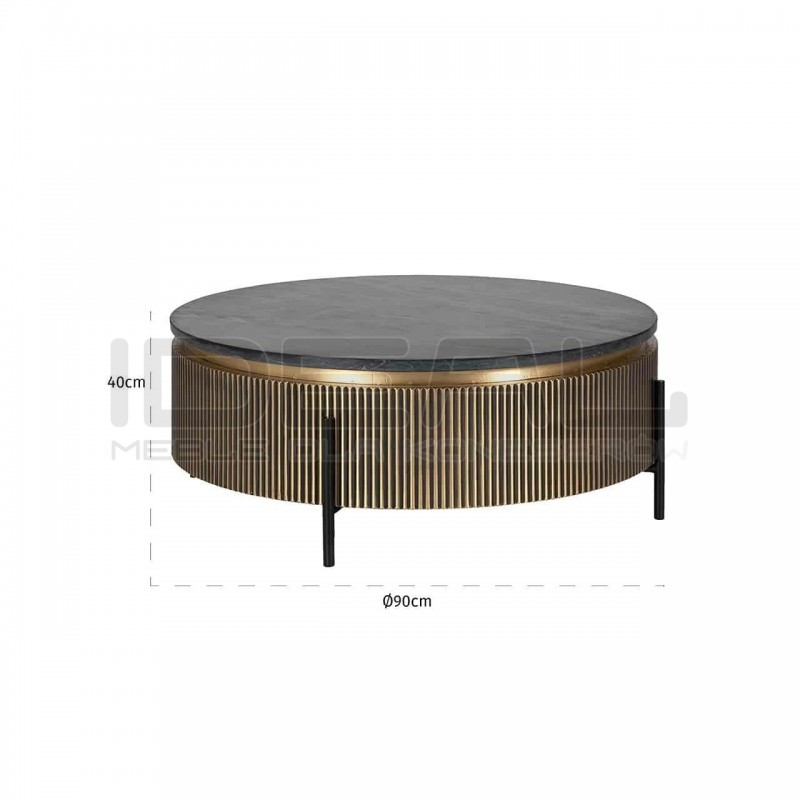 Stolik kawowy IRONVILLE 90 czarny marmur