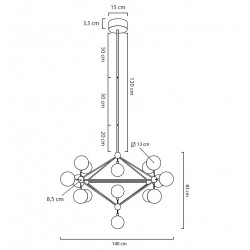Lampa wisząca Planetario ASTRIFERO 15 złota