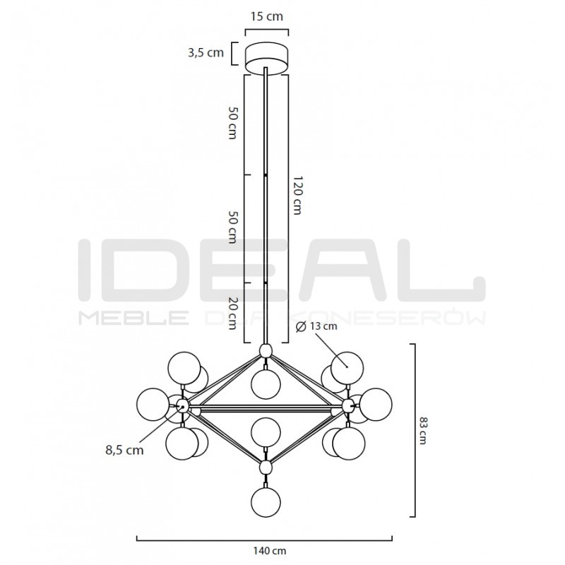 Lampa wisząca Planetario ASTRIFERO 15 złota