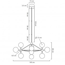 Lampa wisząca Planetario ASTRIFERO 10 złota