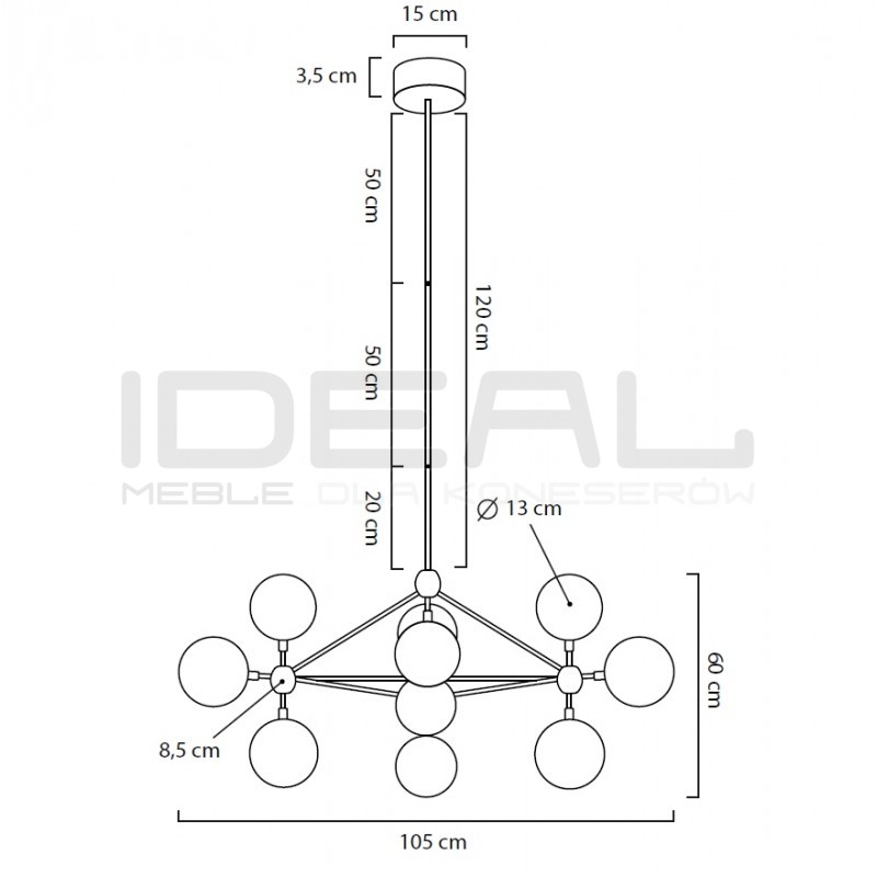 Lampa wisząca Planetario ASTRIFERO 10 złota