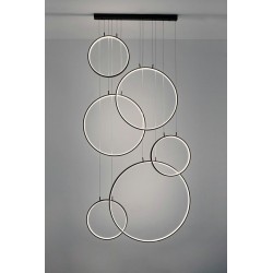 Lampa wisząca geometryczna led CIRCULO Six czarna