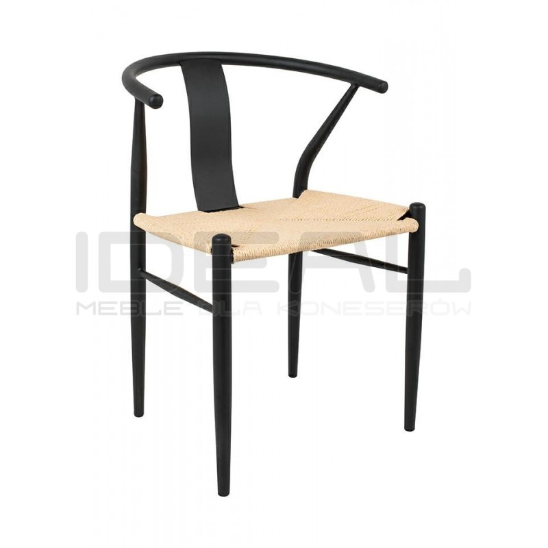 Krzesło boho Wishbone metalowe naturalne