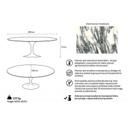 Stół Inspirowany Projektem Tulip Z owalnym Blatem Z Marmuru