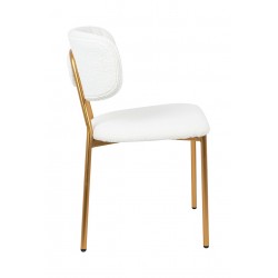 Krzesło glamour FABIOLA BOUCLE białe