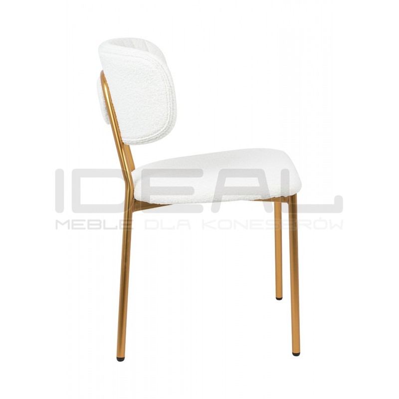 Krzesło glamour FABIOLA BOUCLE białe