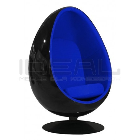 Fotel OVALIA czarny z niebieskim wnętrzem | Idealmeble.pl