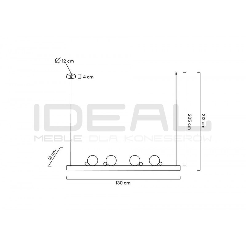 Lampa wisząca pozioma LINEAL 130 czarna