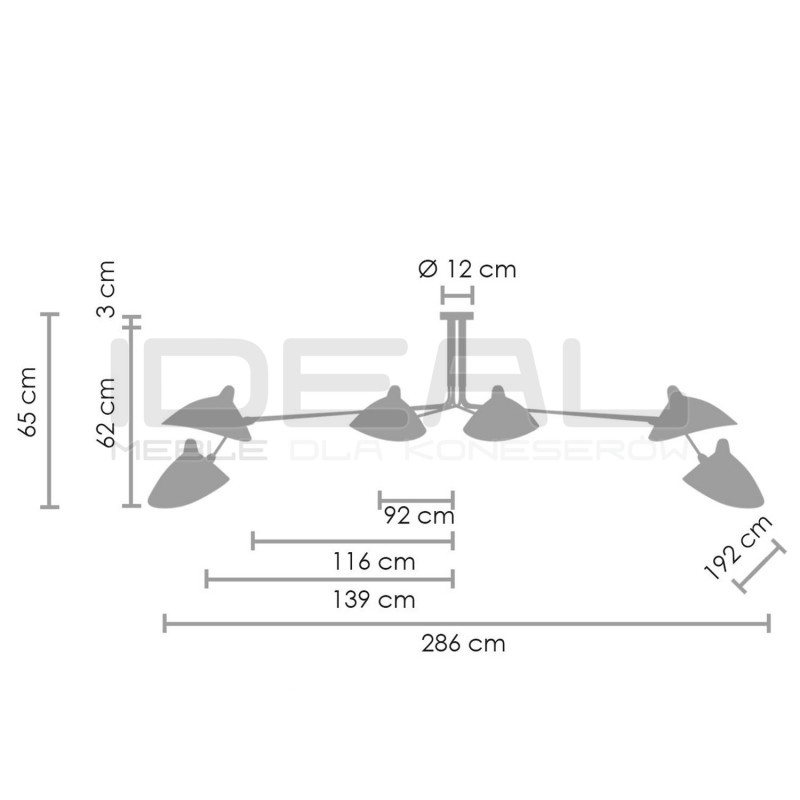 Lampa Raven CRANE-6P SZEŚCIORAMIENNA 280 CZARNA