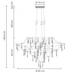 Lampa wisząca glamour CRYSTAL NET 80 chrom