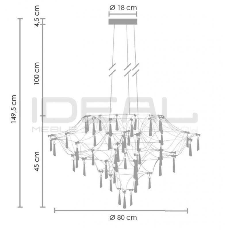 Lampa wisząca glamour CRYSTAL NET 80 chrom