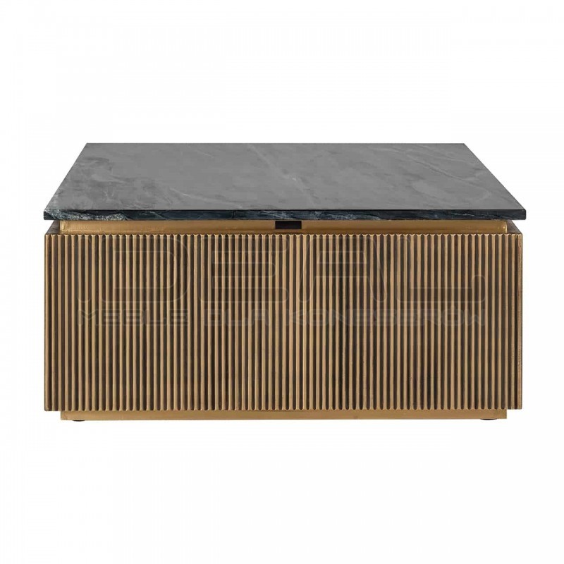 Stolik kawowy glamour kwadratowy IRONVILLE 90 czarny marmur