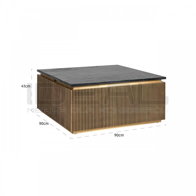Stolik kawowy glamour kwadratowy IRONVILLE 90 czarny marmur