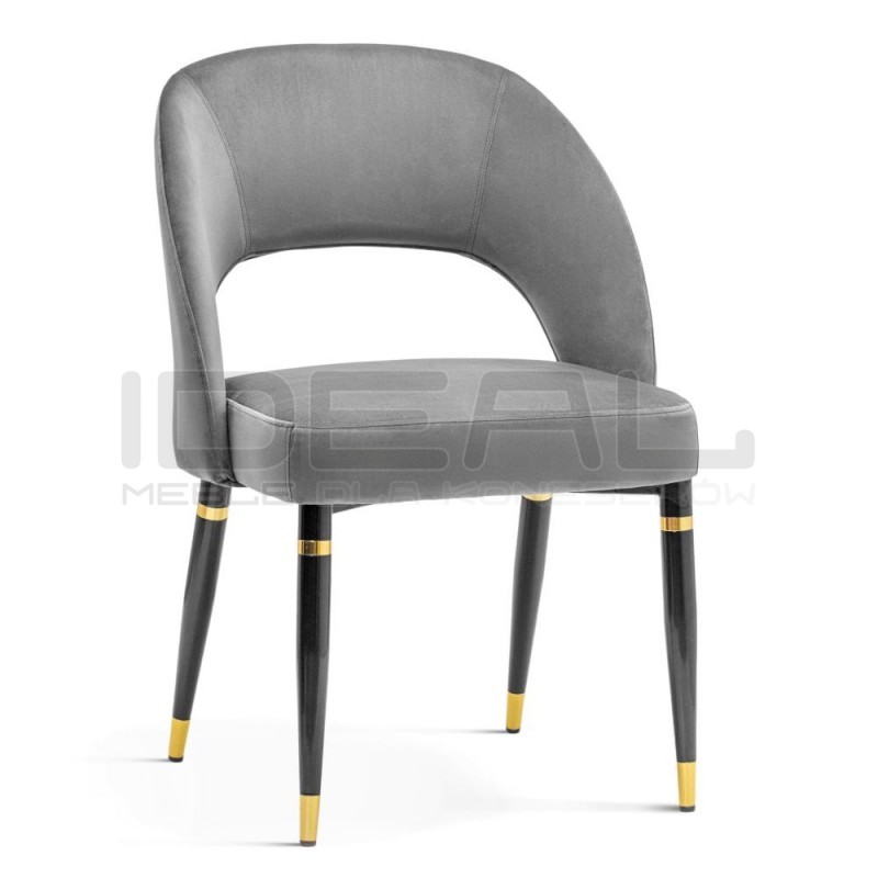 Krzesło glamour tapicerowane Addard czarno złote nogi