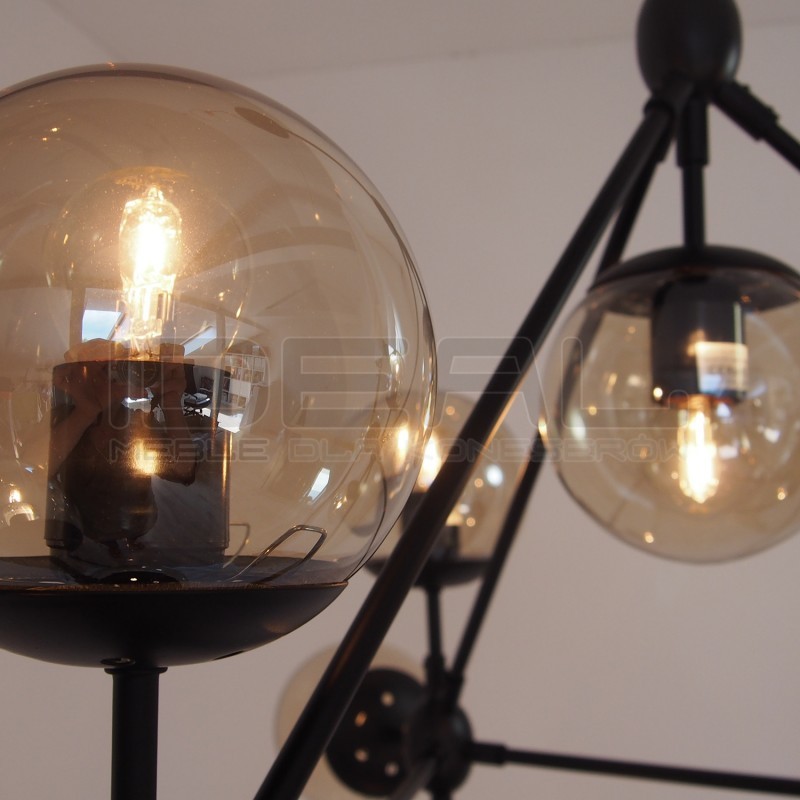 Lampa ASTRIFERO 10 czarna klosz bursztynowy