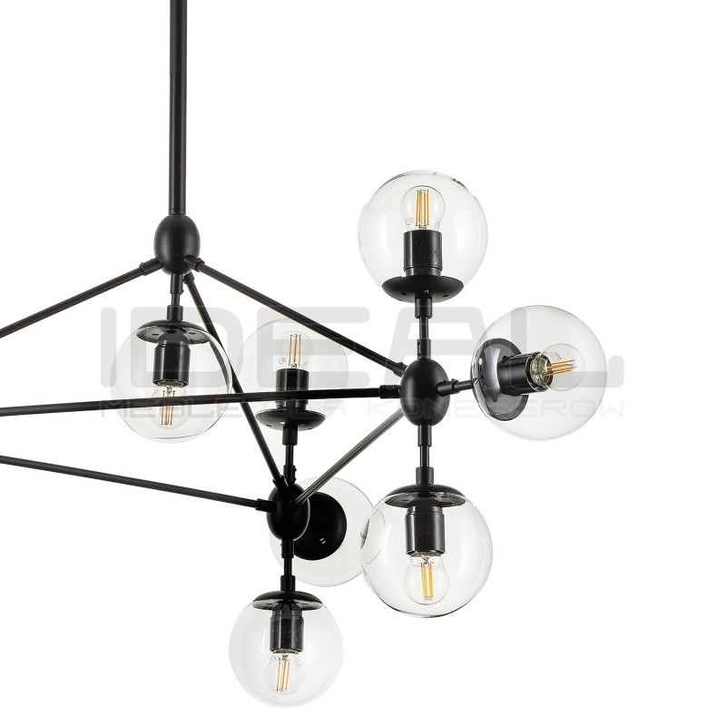 Lampa ASTRIFERO 15 czarna klosz transparentny