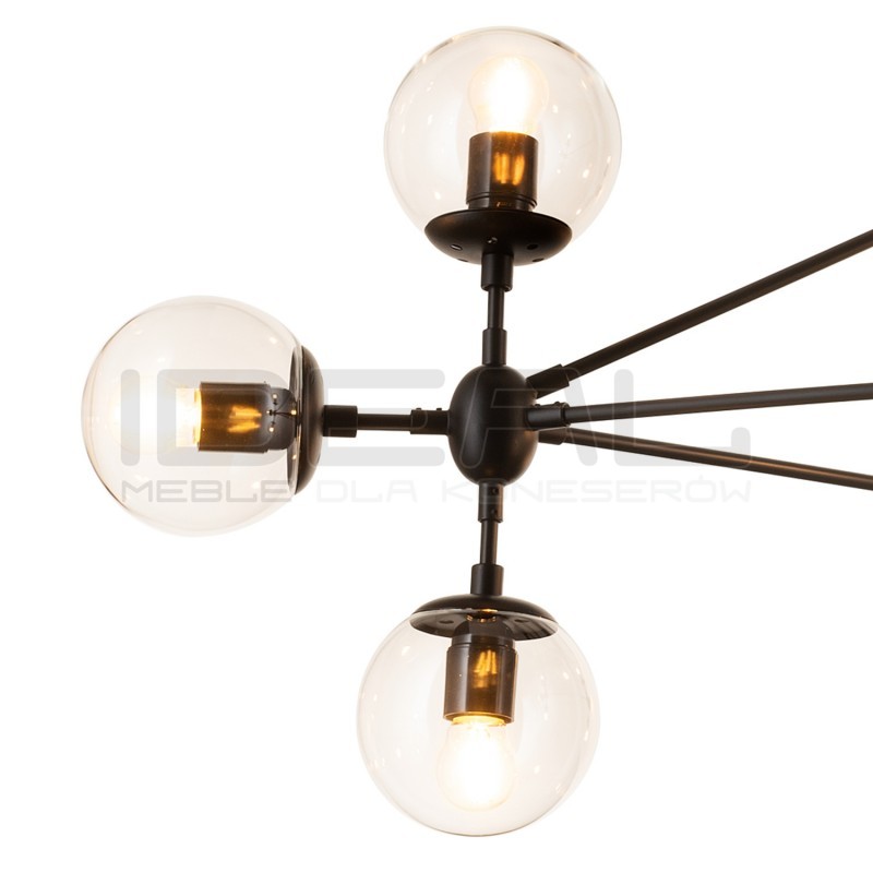 Lampa ASTRIFERO 15 czarna klosz transparentny