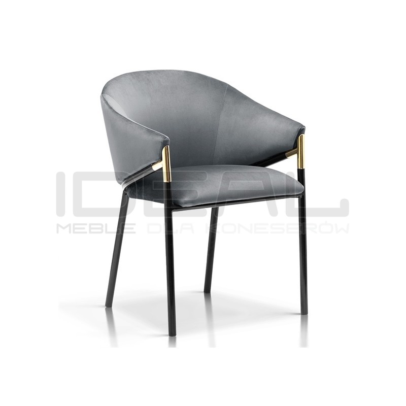 Krzesło glamour Ramsay czarne nogi ze złotem