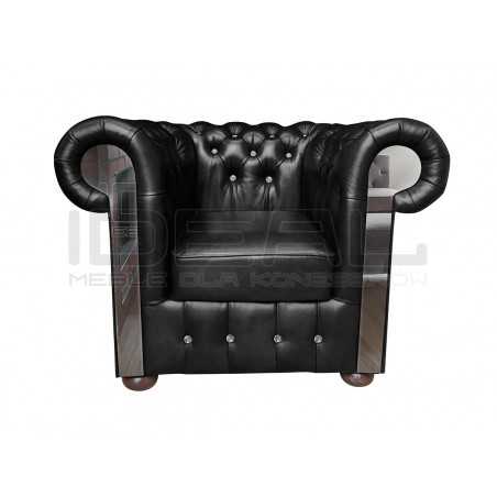 Fotel Glamour Chesterfield Original Classic Mirror z kryształkami skóra