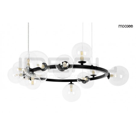 Lampa wisząca ALURE okrągła 85 czarna szklane klosze