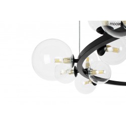 Lampa wisząca ALURE okrągła 85 czarna szklane klosze