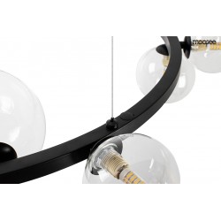 Lampa wisząca ALURE okrągła 85 czarna szklane klosze