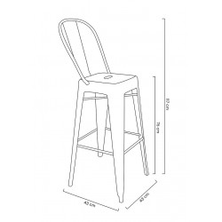 Hoker Tower Big Back z wysokim oparciem INSPIROWANY TOLIX 76 metalowy (Paris)