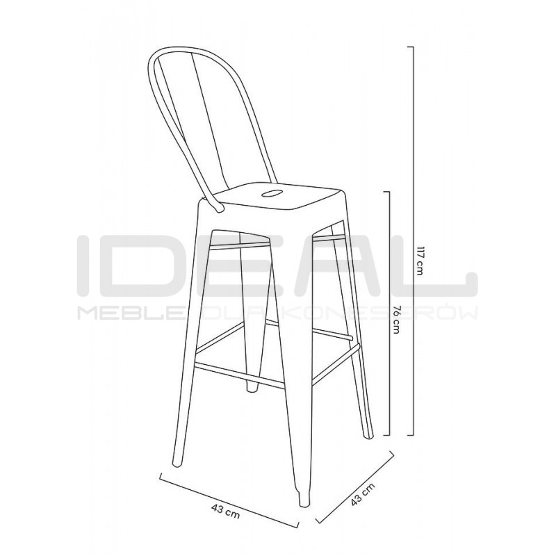 Hoker Tower Big Back z wysokim oparciem INSPIROWANY TOLIX 76 metalowy (Paris)