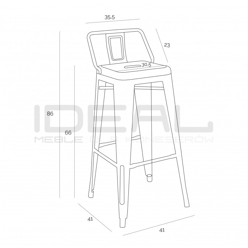 Hoker Paris Back Short 67 Inspirowany Tolix