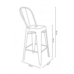 Hoker Tower Big Back z wysokim oparciem INSPIROWANY TOLIX 66 metalowy (Paris)